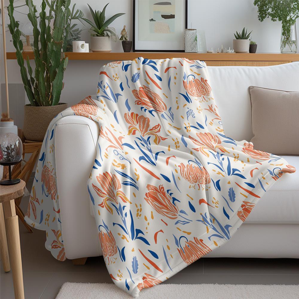 Soft Fleece Blanket Cute Floral Print Bedding Throw Blanket for Sofa Couch Decorative Throw Blanket Gift