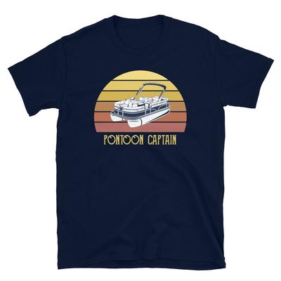 Retro Sonnenuntergang Sommerparty See Boot Ponton Kapitän Kurzarm Unisex T-Shirt