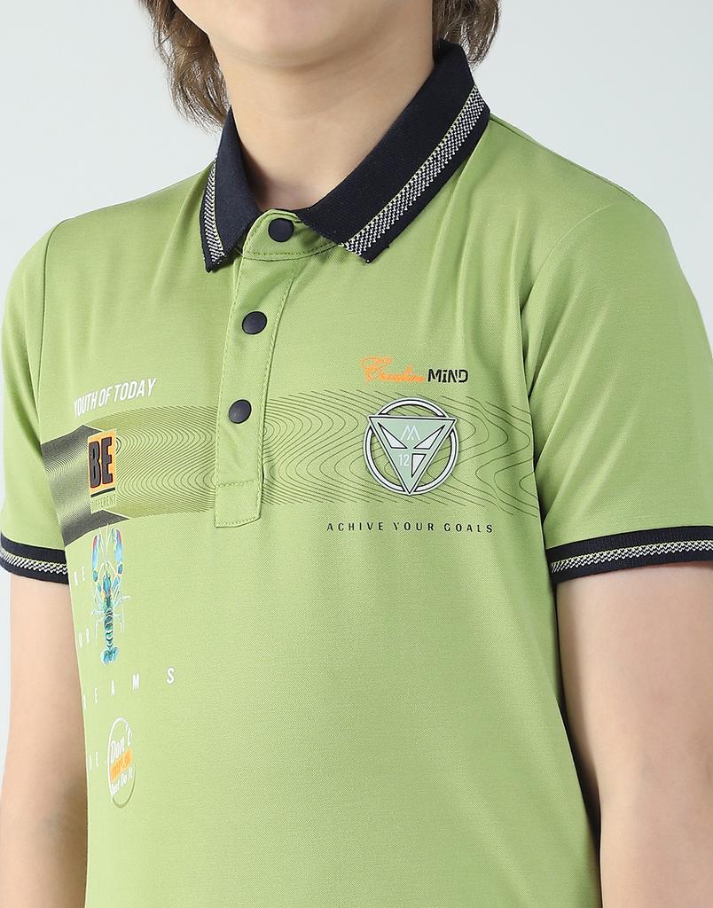 MONTE CARLO Boys's Regular Fit Printed Polo Half Sleeve T-Shirt