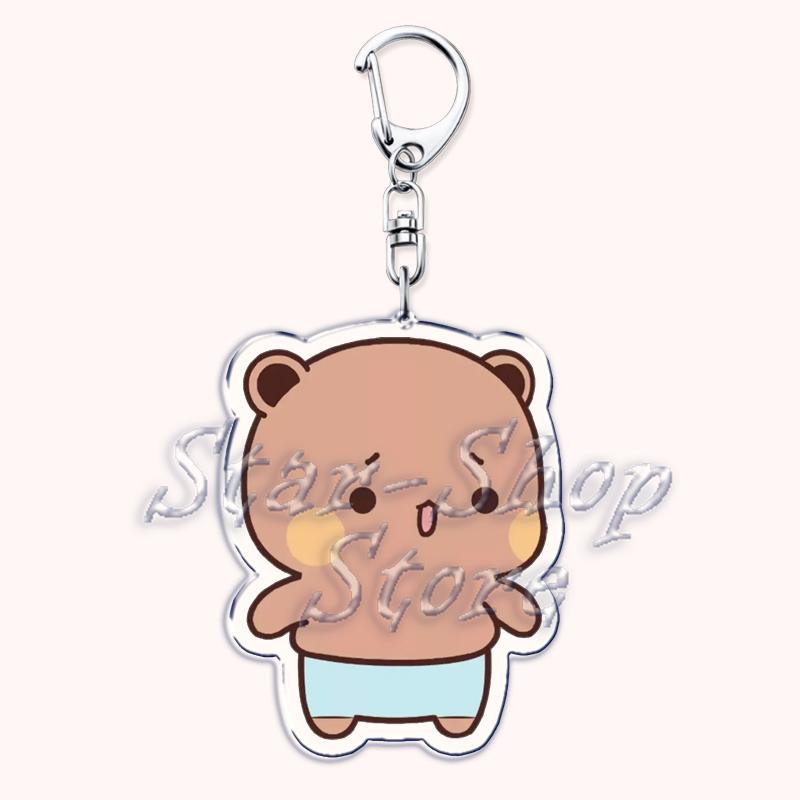 Cute Bubu Love Dudu Yier Keychains Couple Bear Panda Keyrings for Accessories Bag Pendant Key Chain Jewelry Fans Lovers Gifts