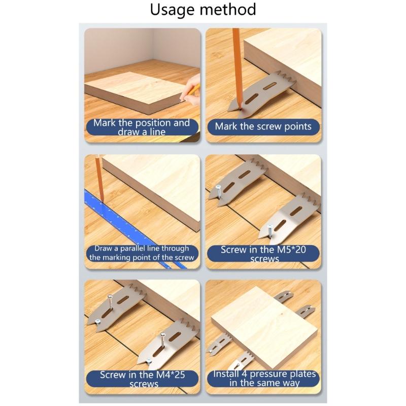 6Pcs Slab Clamping Dogs for Woodworking Tool Slab Flattening Dogs For Woodworking, Panel Processing with screw
