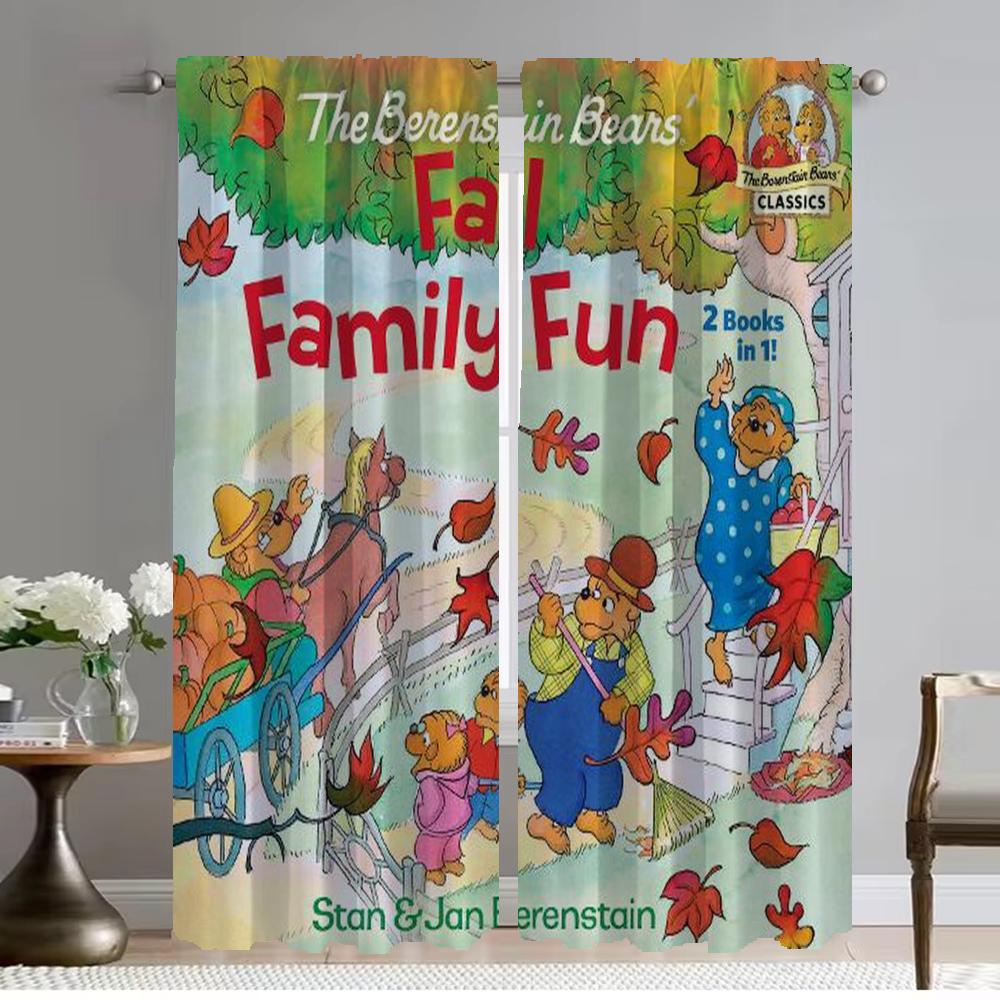 Home Interior Curtains for Living Room Berenstain Bears Window Curtain Halloween Decoration Tulle for Bedroom Shades Partition