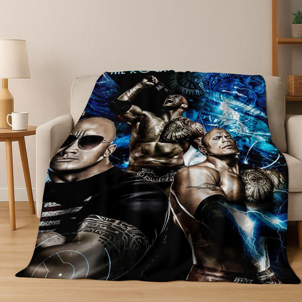 Strong The Rock Dwayne Johnson Art Flannel Blanket,Cozy Soft Throw Blanket for Home Bedroom Bed Sofa Picnic Office Cover Gift