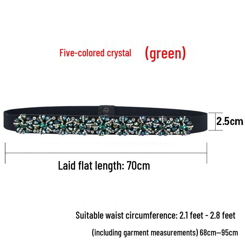 Women's Rhinestone Flower Elastic Waist Belt