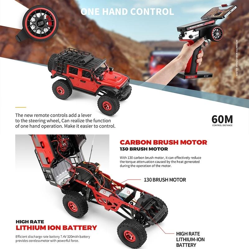 Wltoys 2428 1:24 RC Car 2.4G With LED Lights 4WD Off Road Vehicle Model Remote Control Mechanical Truck For Children Toy Gift