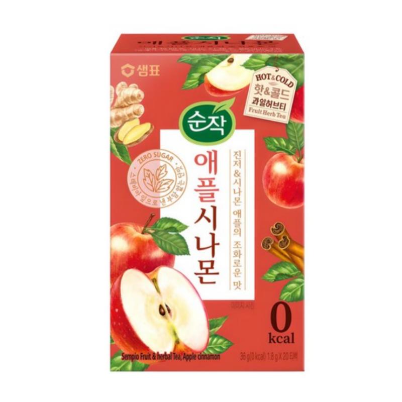 

Soonjak Apple Cinnamon Tea (1.8 g x 20 Tea Bags) - Sweet & Spicy Fruit Herbal Infusion (Hot & Cold) 1pcs
