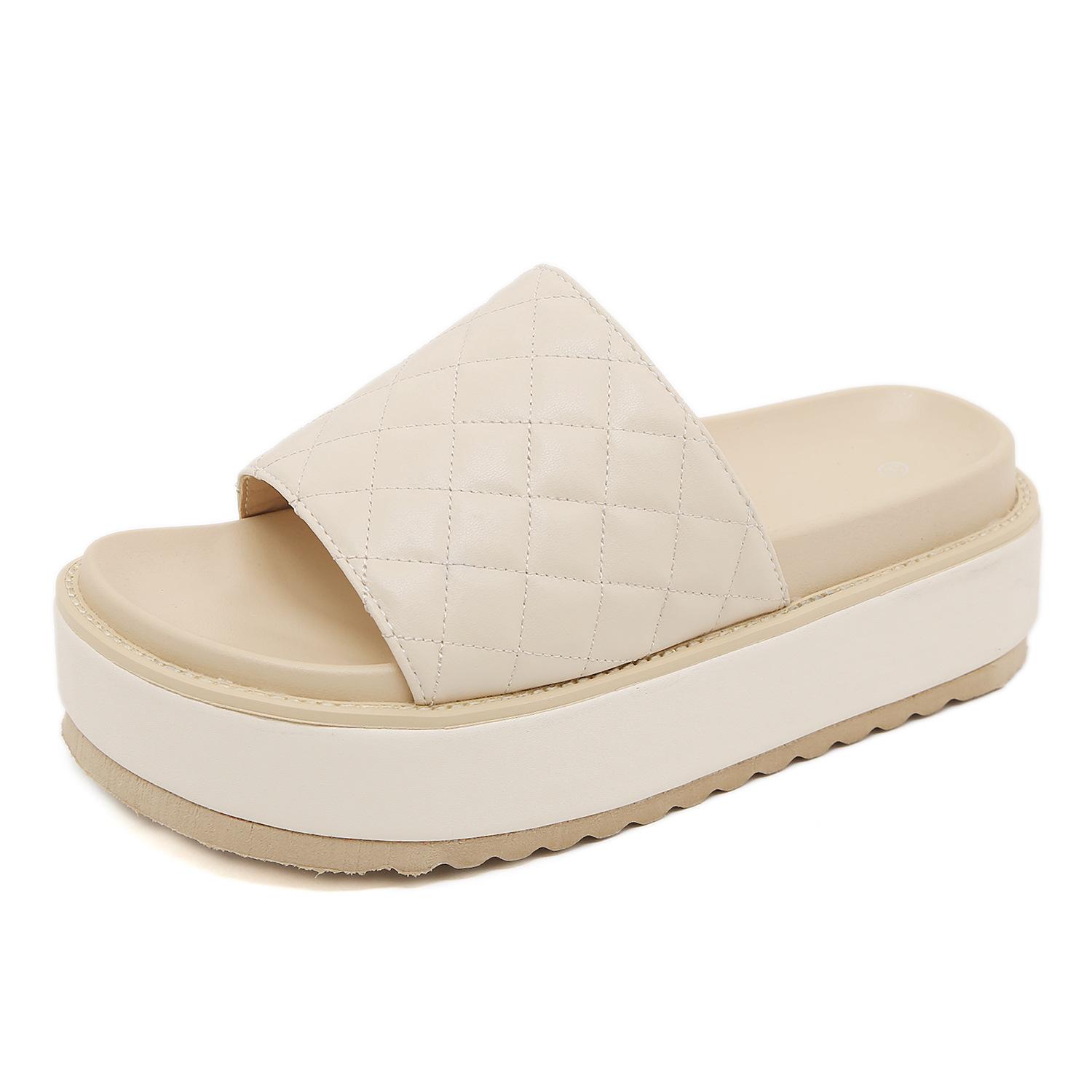 

Сандалии с открытым носком из полиуретановой сетки на плоской подошве, крутые шлепанцы на толстой подошве, новая тенденция, женская обувь на платформе 41 белый