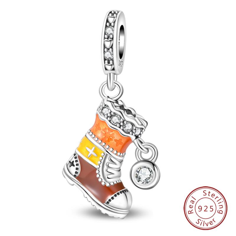 925 Silver Snowflake Snowman Penguin Charm Pendant Winter Jewelry Gift For Women DIY Birthday Present