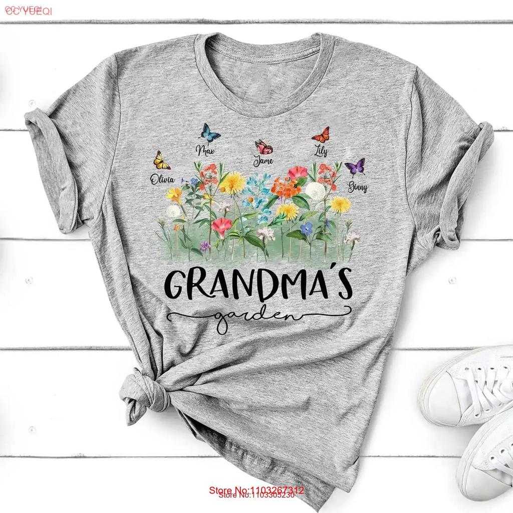 Bella Canvas Grandmas Garden T Shirt Birth Flowers With Kids Names Personalized Mom Mothers Day Vintage Fashion Soft