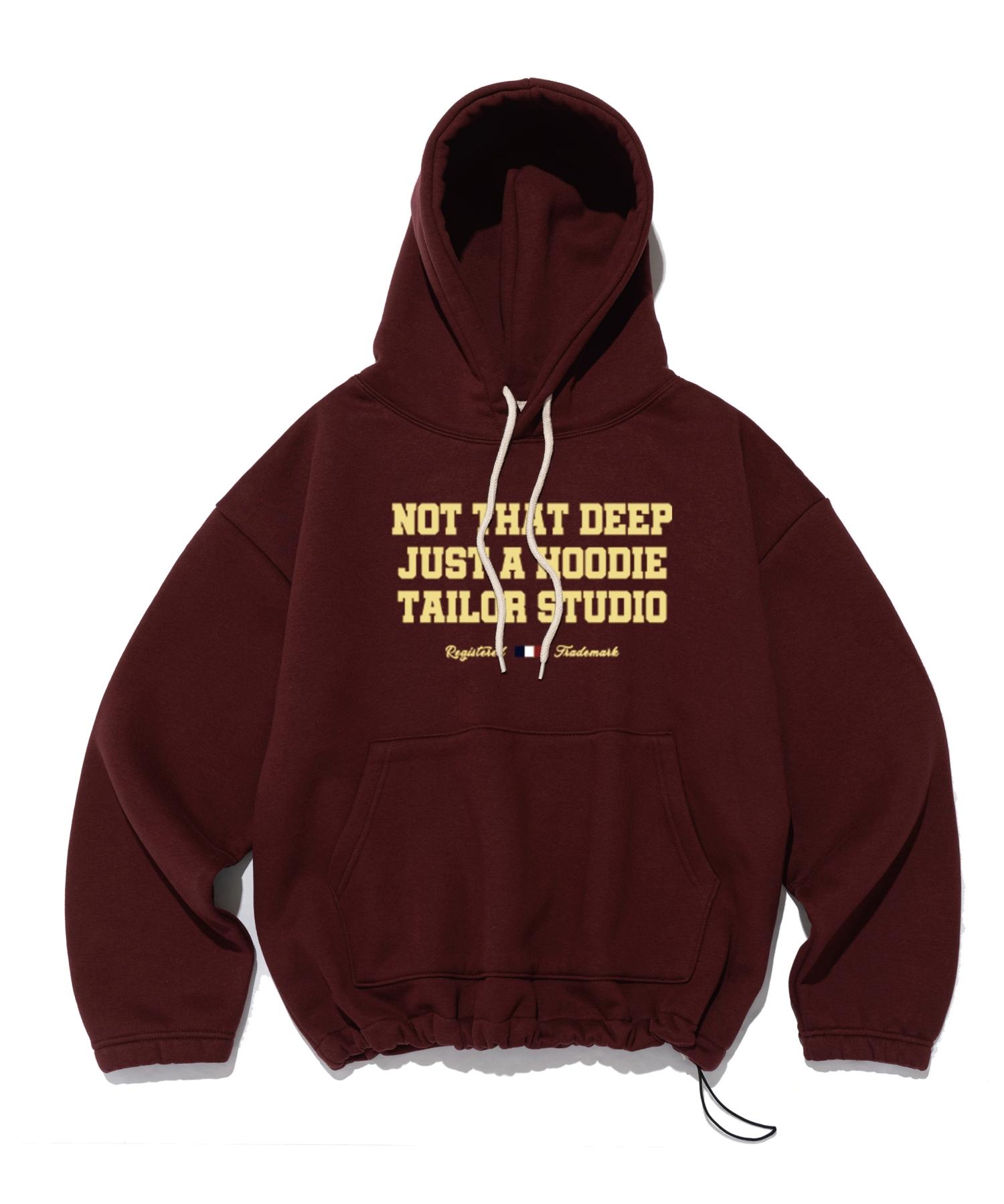 Taylor Studio Wit Slogan String Hoodie (Wine) Brushed 01