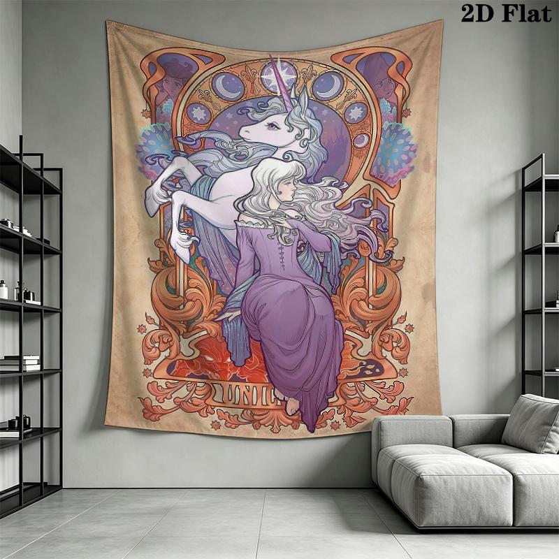 The Last Unicorn Wall Tapestry Aesthetic Wall Hanging Printed Fabric Blanket Decorative Tapestries for Bedroom Living Room Home Decor
