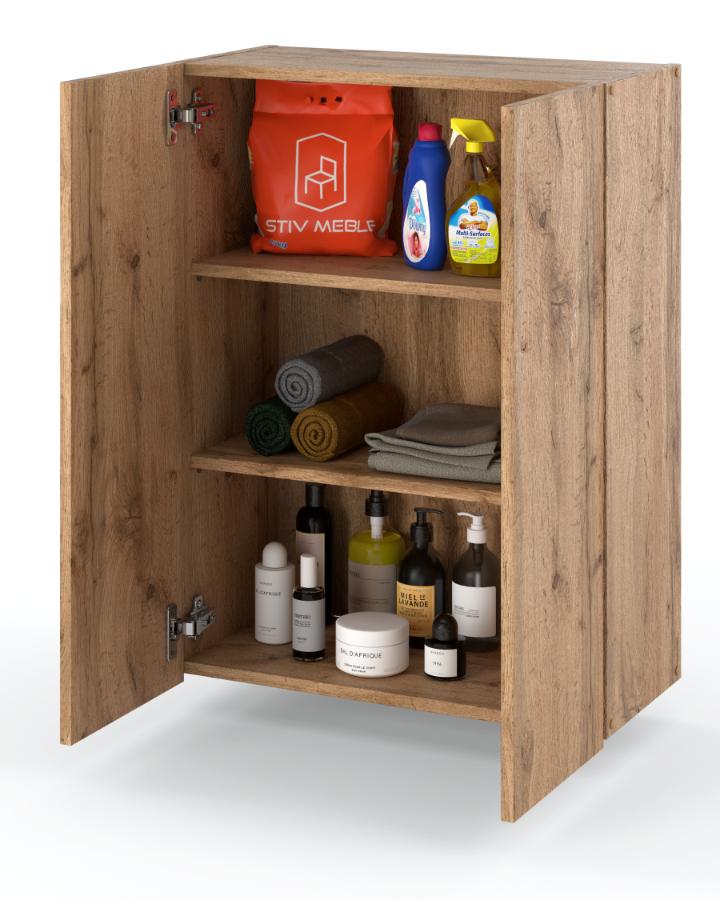 Wall-hung Bathroom Cabinet 60 Cm Bathroom Column for the Bathroom, Oak Wotan