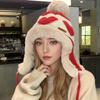 New Women Cute Plush Winter Hat Love Print Pompoms Beanie Hats Lovely Ear Protection Cap For Girls