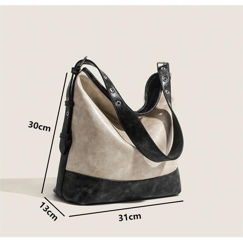 Retro Soft Pu Leather Shoulder Bags Fashion Women Tote Handbags for Commuter Casual Versatile Large Capacity Bucket Bags