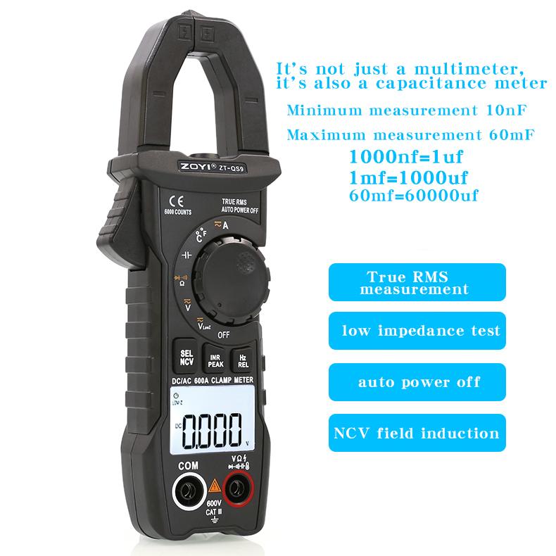 QS9 AC/DC Digital Clamp Meter High-Precision Multimeter Clamp Current Meter with Temperature and Capacitance Measurement