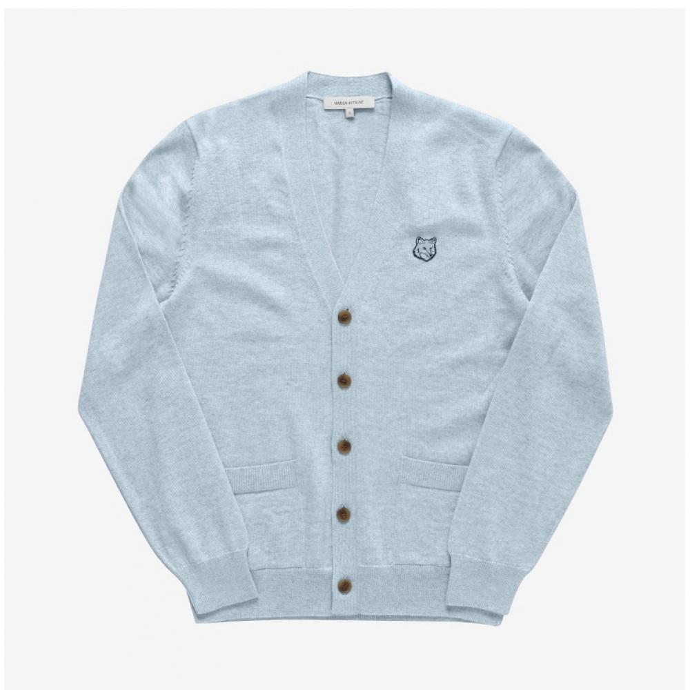 MaiSon KitSune Mm00509kt1036 H410 Bold Fox Head Patch V Neck Men S Cardigan