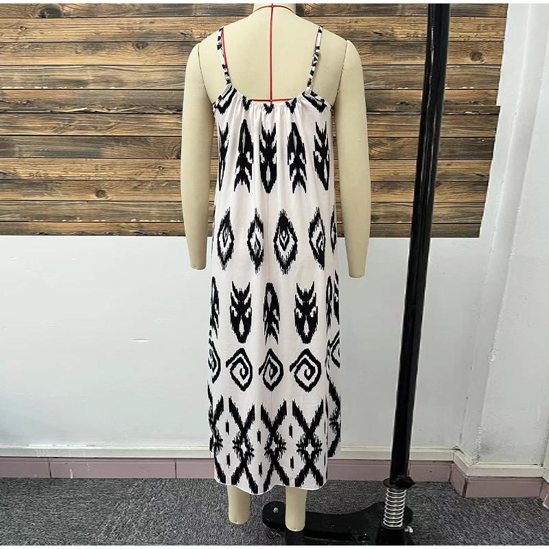 Модное принтованное платье-миди на бретельках для женщин — фото 5