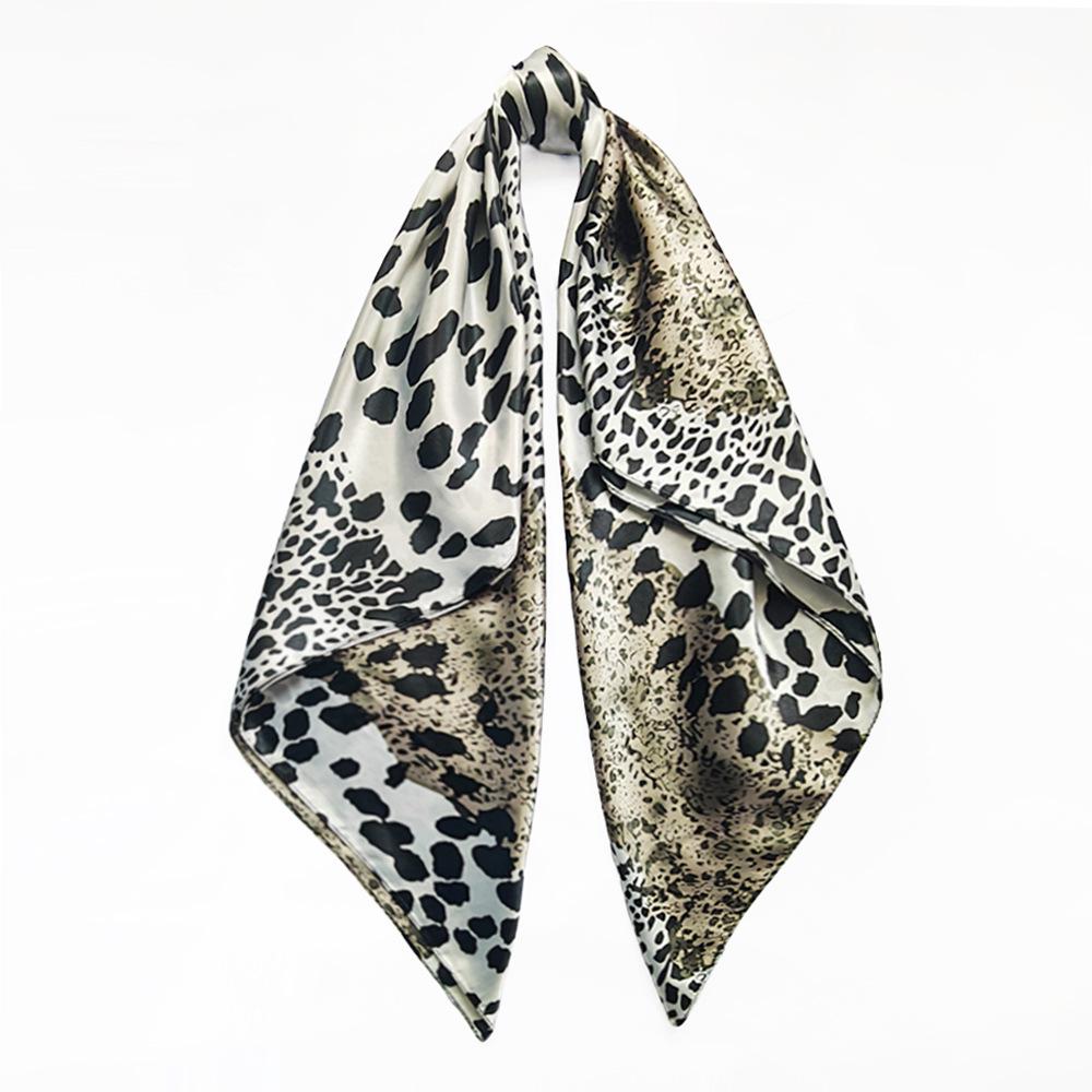 Leopard Print Paisley Silk Headscarf - Versatile 90cm Women s Fashion Accessory