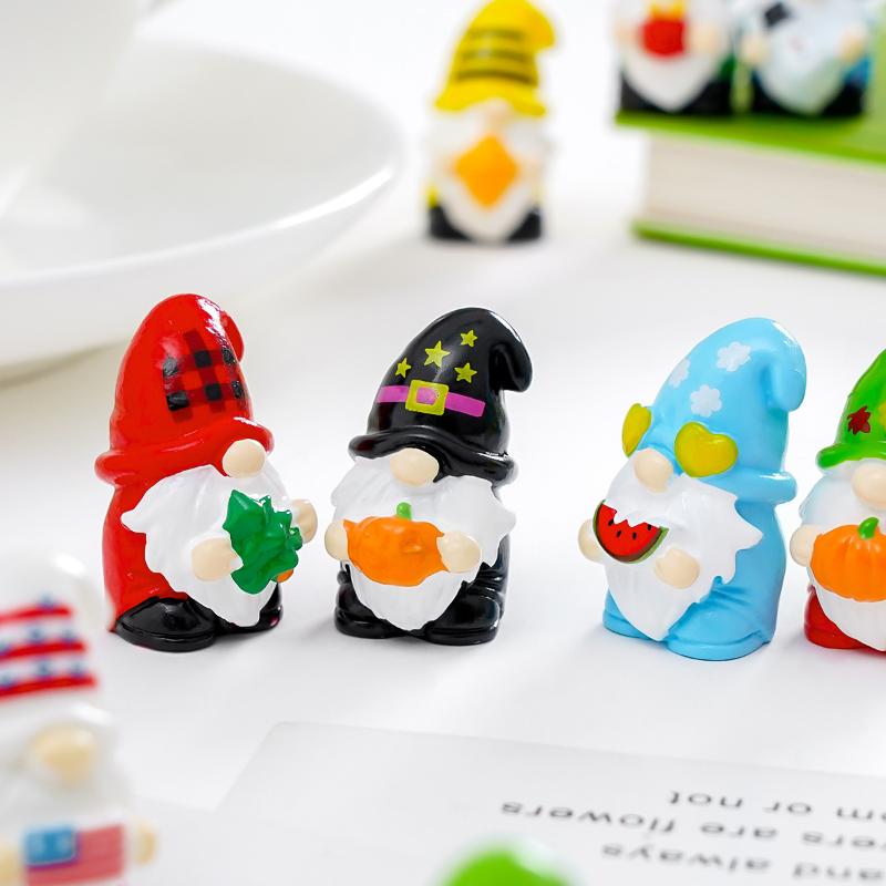 5Pcs Multicolor Mini Gnome Figurines Resin Micro Landscape Garden Elf Painted Home Decoration Desktop Easter Decora