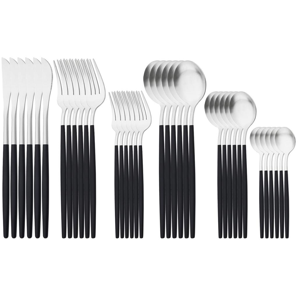 36Pcs Matte Stainless Steel Cutlery Set Mint Gold Dinnerware Set Knife Forks Coffee Spoon Silverware Western Kitchen Tableware