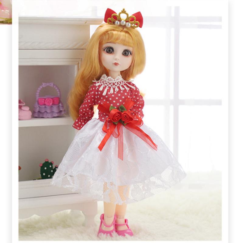 30CM mini pohyblivá kloubová panenka Dívčí hračka 3D Big Eyes BJD Princess Kompletní oblečení Kolekce šatů Dětská panenka Dárek