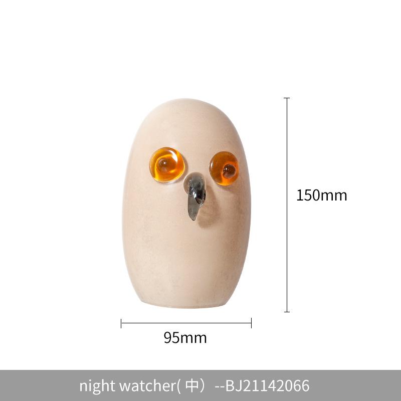 Glass Craft Cartoon Owl Artificial Animal Sculpture Abstract Bird Glassware Decorative Figurines Home Decoration Accessories