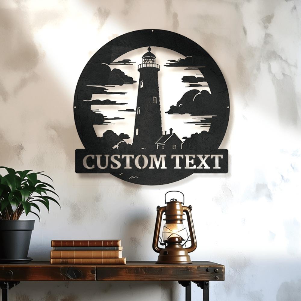Metal Lighthouse Wall Art Nautical Decor Coastal Gift Iron Black Indoor Outdoor