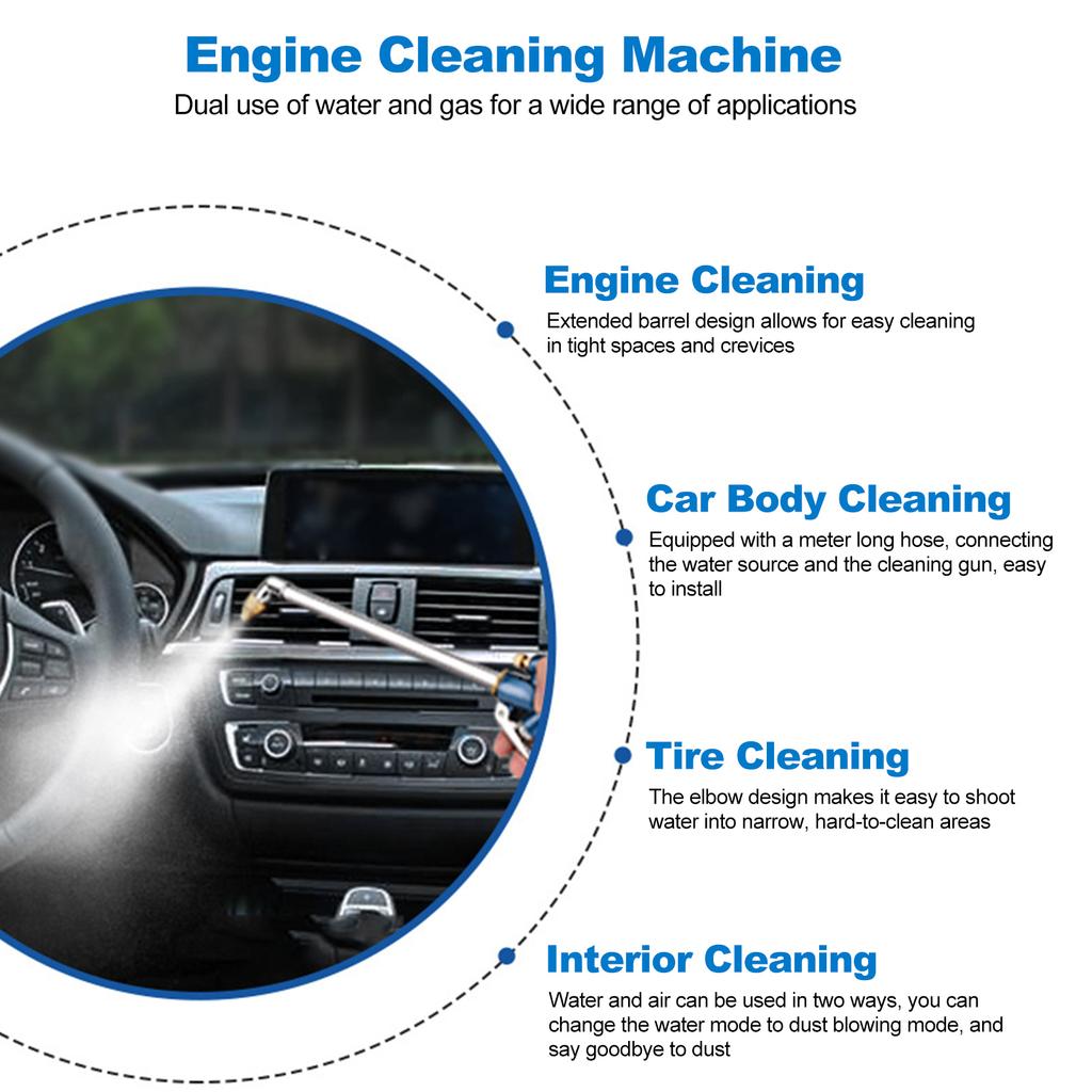 Engine Water Gun Pneumatic Cleaning Tool Car Washer Cleaning 40cm High Pressure Gun Pneumatic Vehicles Engine Oil Cleaner Tools