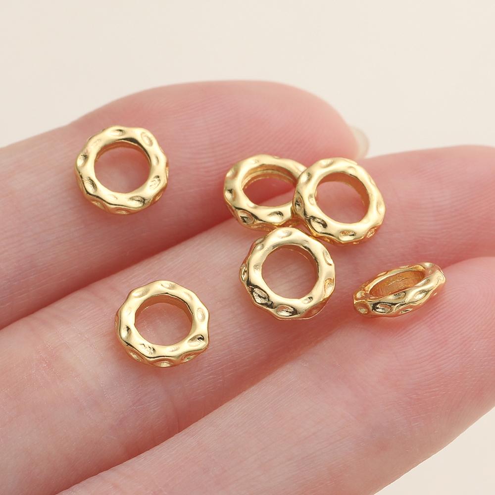 5Pcs/Pack 14/18k Gold Color Plated Big Hole Round Spacer Beads Cap for Jewelry Making Bracelet Necklace DIY Accessories