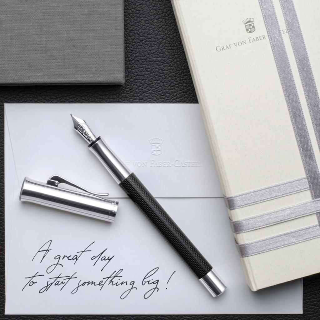 EF Extra Fine Fountain Pen with Guilloche Black 146542 FABER-CASTELL (Officially Imported)