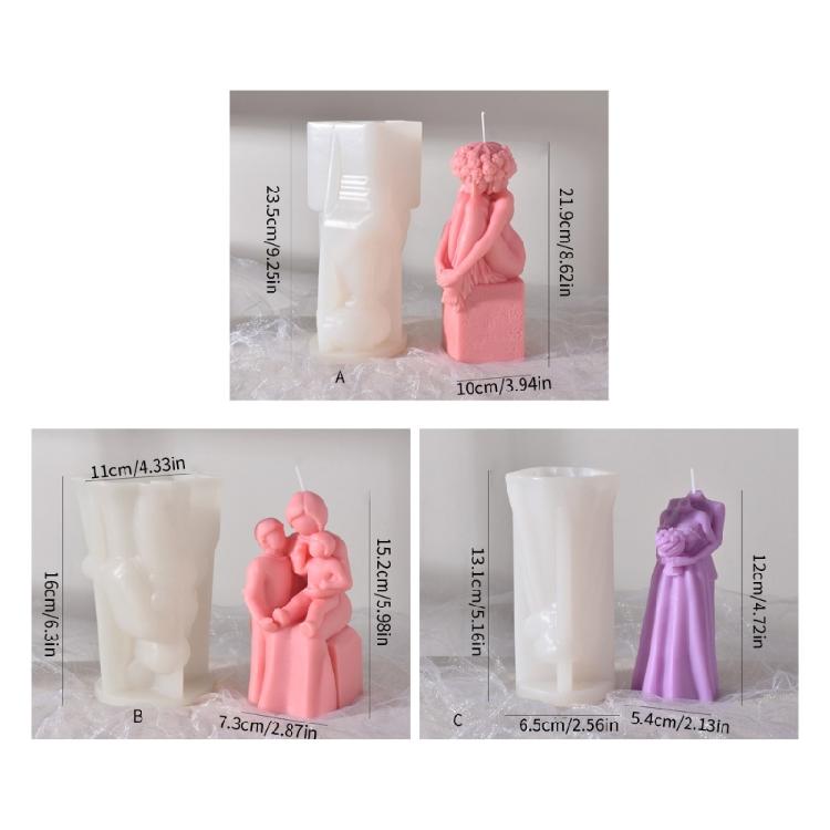 Couples Candle Mold Mother and Kids Candle Silicone Moulds DIY Home Decorations