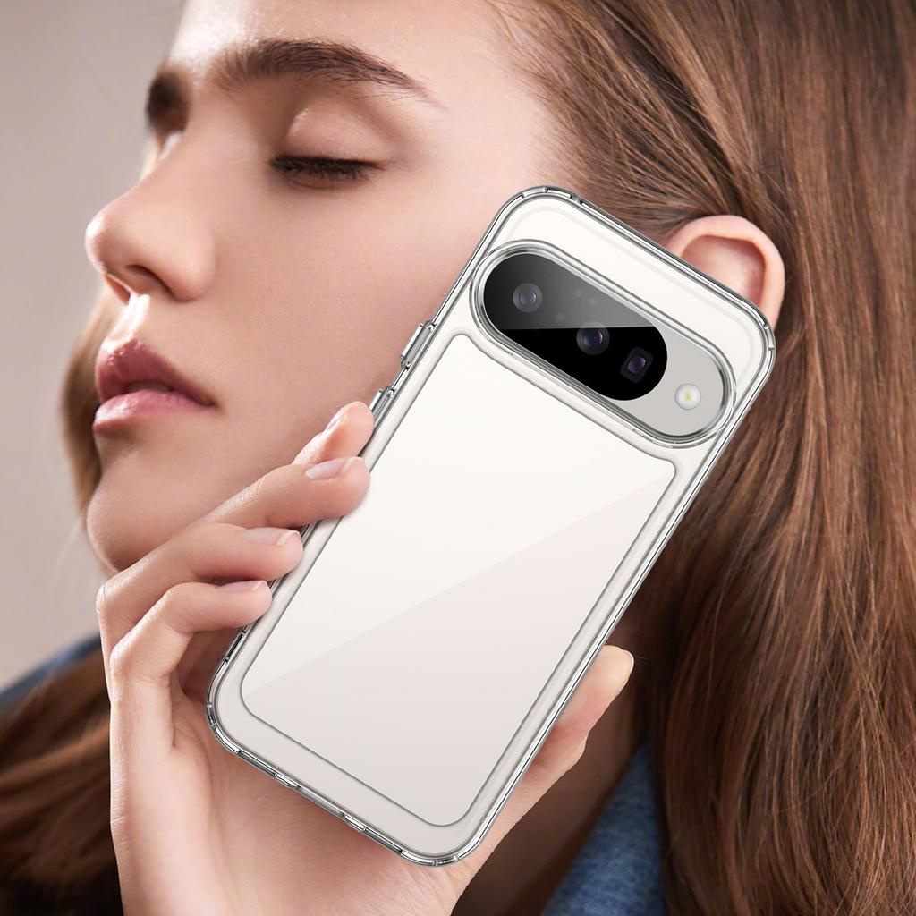 For Google Pixel 10 Case WANLONFENG MF Series TPU Acrylic Clear Phone Cover with Tempered Glass Film