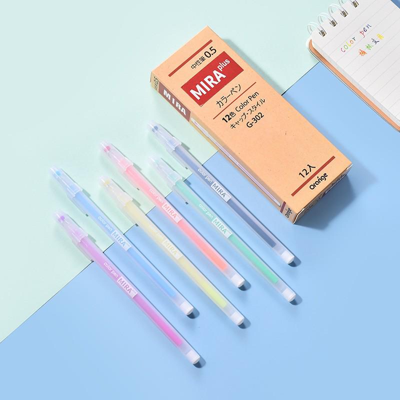 Orange Grove Frosted Transparent Pen: 0.5mm Water-based Ink, Korean Style, Colorful Student Design