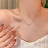 Micro Zircon Sugar Cube Pendant Titanium Steel Necklace Women's Small Knotted Single Diamond Collarbone Chain Internet Celebrity Accessories