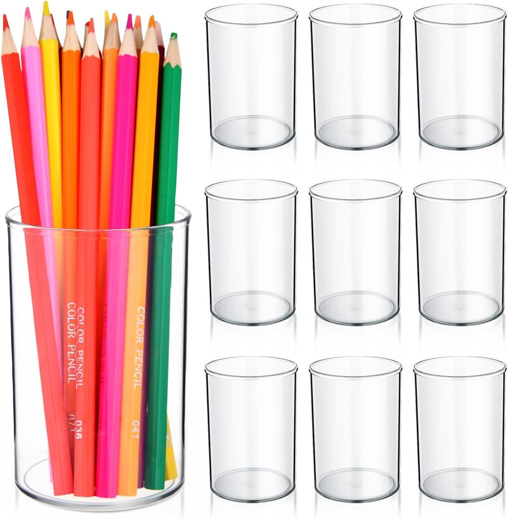 20pcs Clear Acrylic Pen Holder Makeup Brush Round Pencil Holder for Desk Pen Cups Desk Organizers and Storage Desktop Stationery
