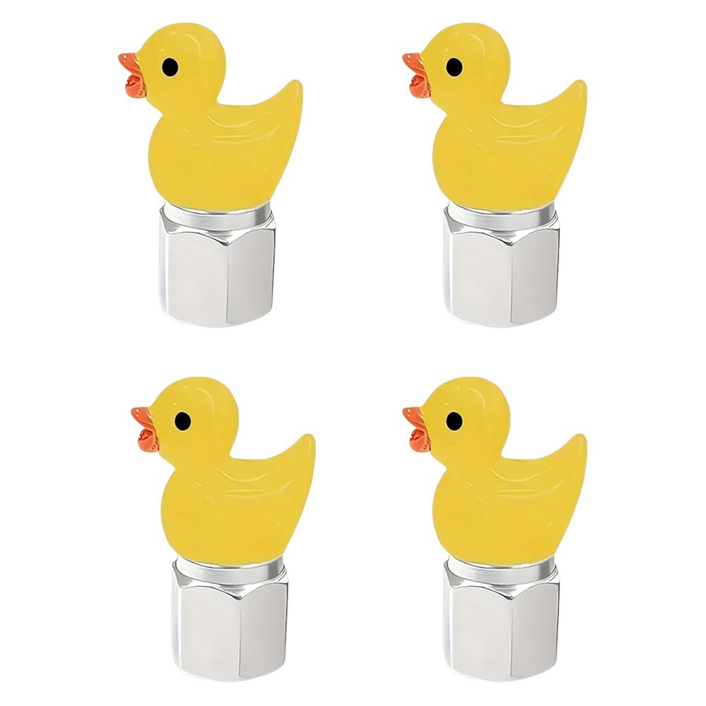 4PCS Cute Duck Tire Valve Caps Universal Valve Stem Caps Covers Decorative Tire Air Valve Caps for Car Motorcycle Bicycle