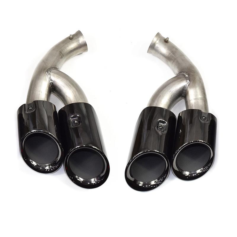 Porsche Cayenne GTS Titanium Black/Silver Double Layer Tailpipe for 2015-2017 Models