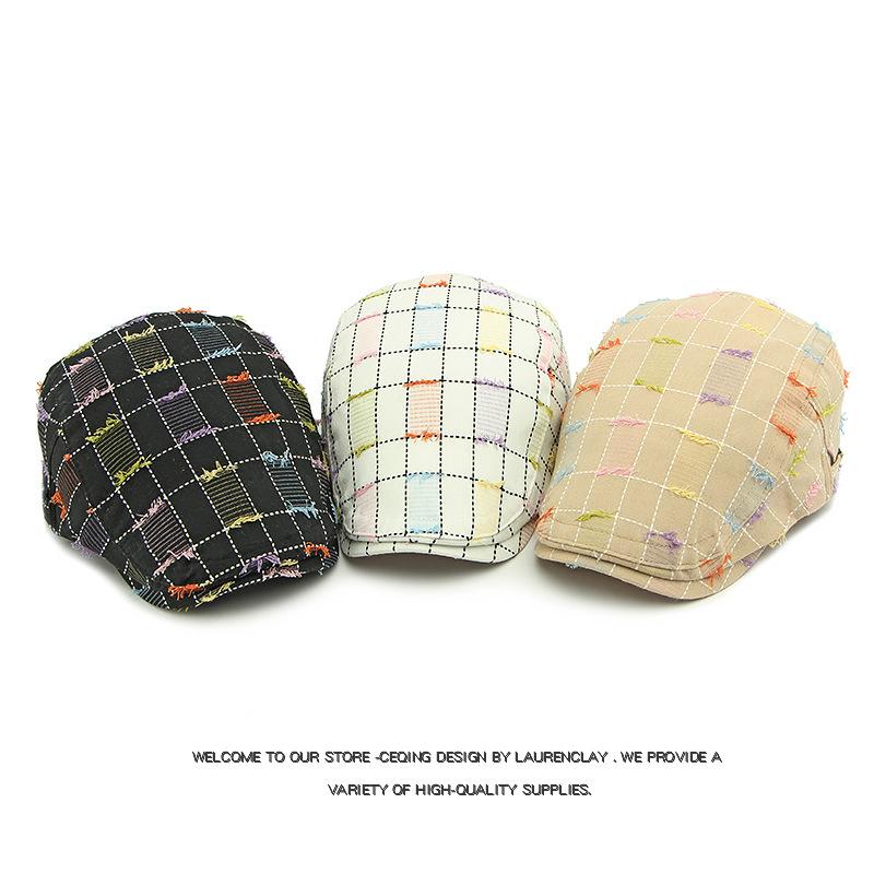 Plaid Beret Women's British Vintage Progressive Hat Paintsman's Cap Men's Peaked Cap