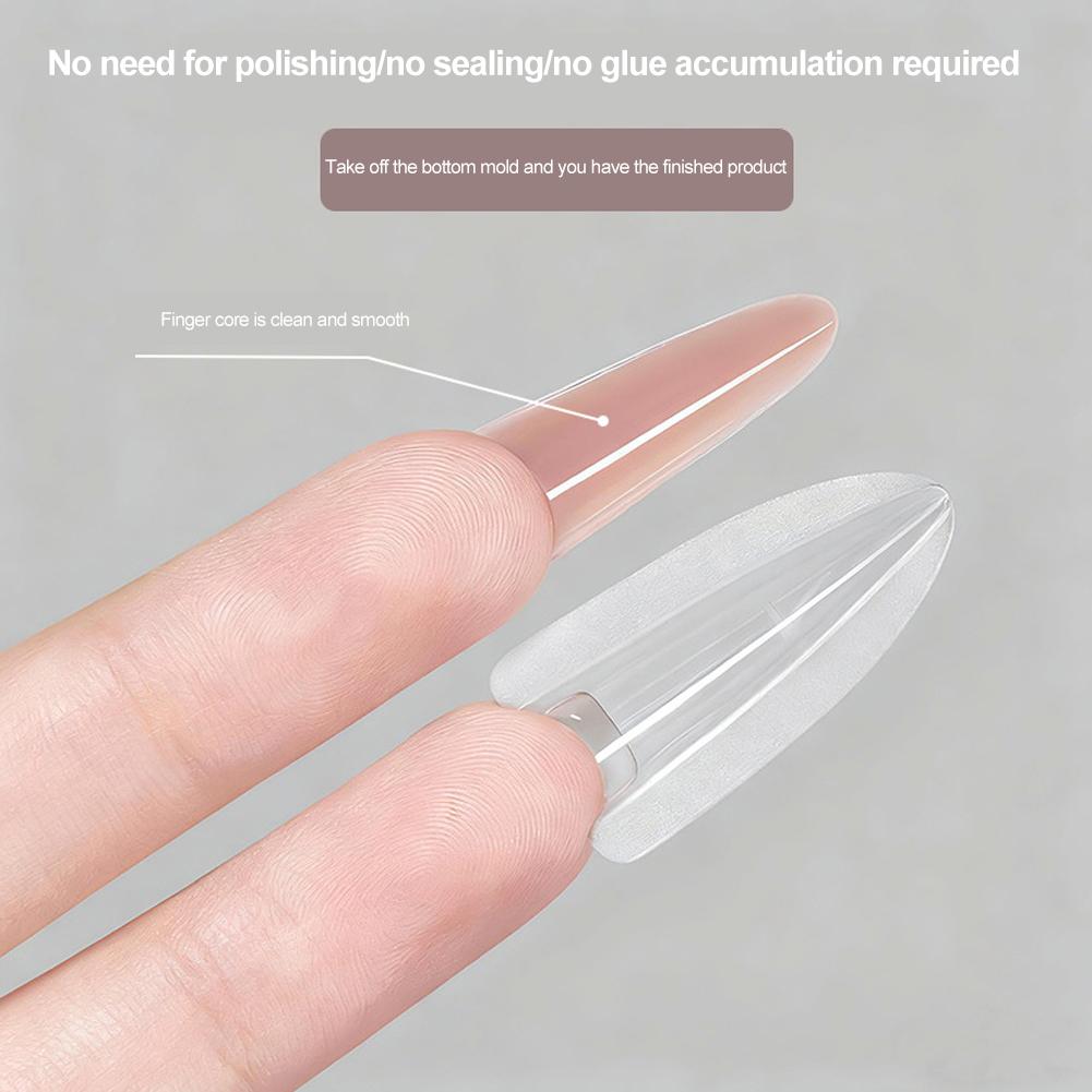 Sandwich Dual Nail Forms & Top Bottom Mold DIY Nail Art Extensions Clear Long Trapezoidal, Long Triangular, Elliptical Mold Nail