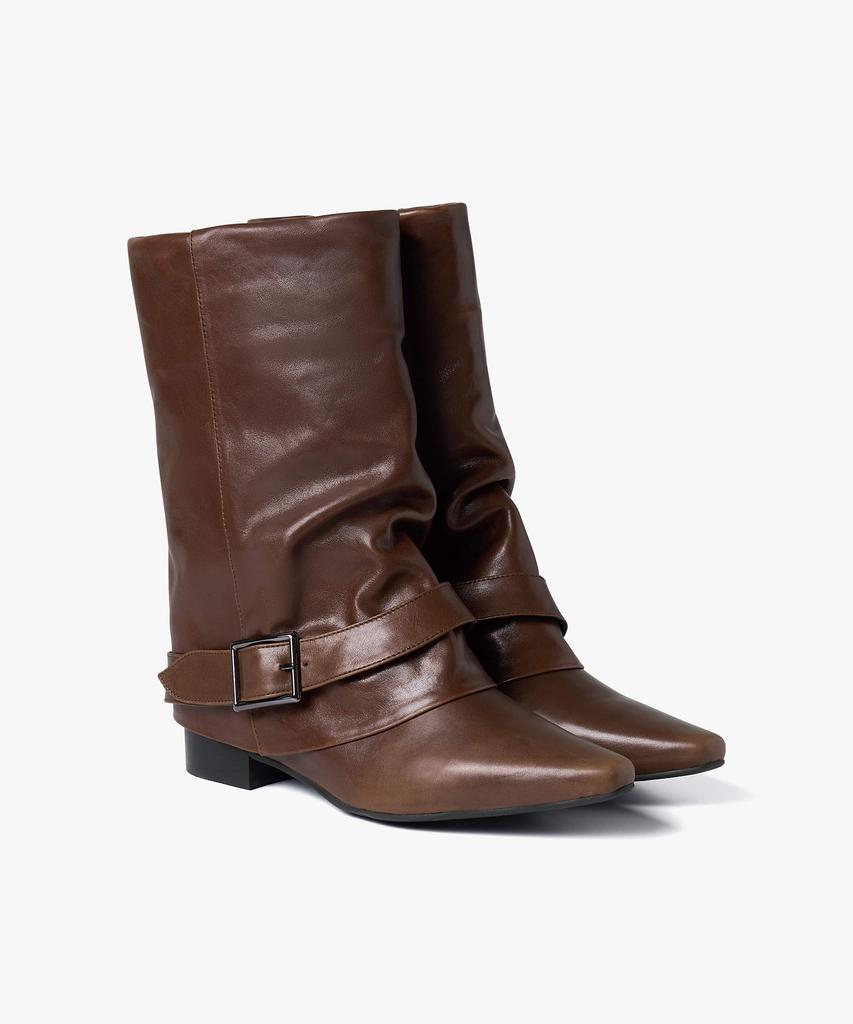 Losesleepover Hug Belt Cow Leather Boots *Walnut Brown