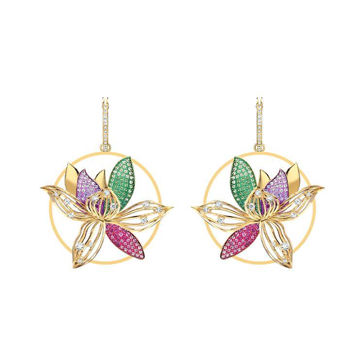 Swarovski Heart Lock Love Earrings Dark Gradient Women earrings 5561601 Dark Color Gradient