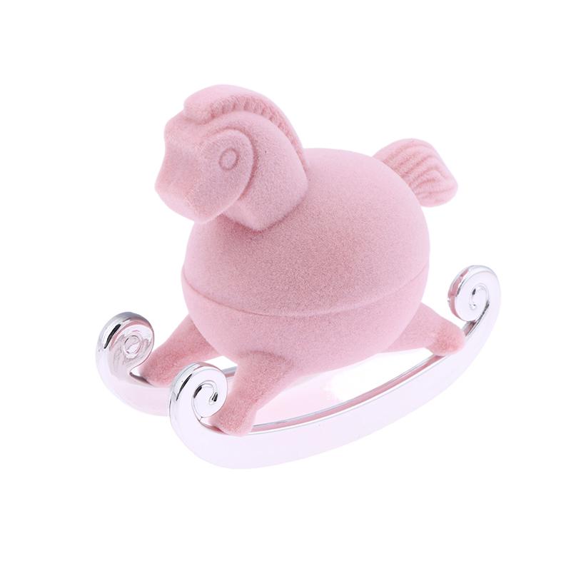 

Cute Pink Pony Velvet Jewelry Box Wedding Ring Box Gift Boxes For Jewelry Packaging Rings Necklace Display Storage