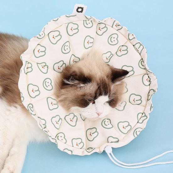 Padded Cat Cone Collar Adjustable Drawstring Pet Recovery Collar Soft Fabric Dog Cone Prevents Licking Biting Wound for Cats And Dogs