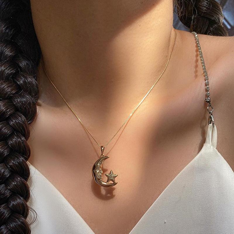 

Универсальное ожерелье-звезда Ювелирное изделие Сплав Подвеска-луна Женское Простое Премиальное Ожерелье-цепочка для ключиц