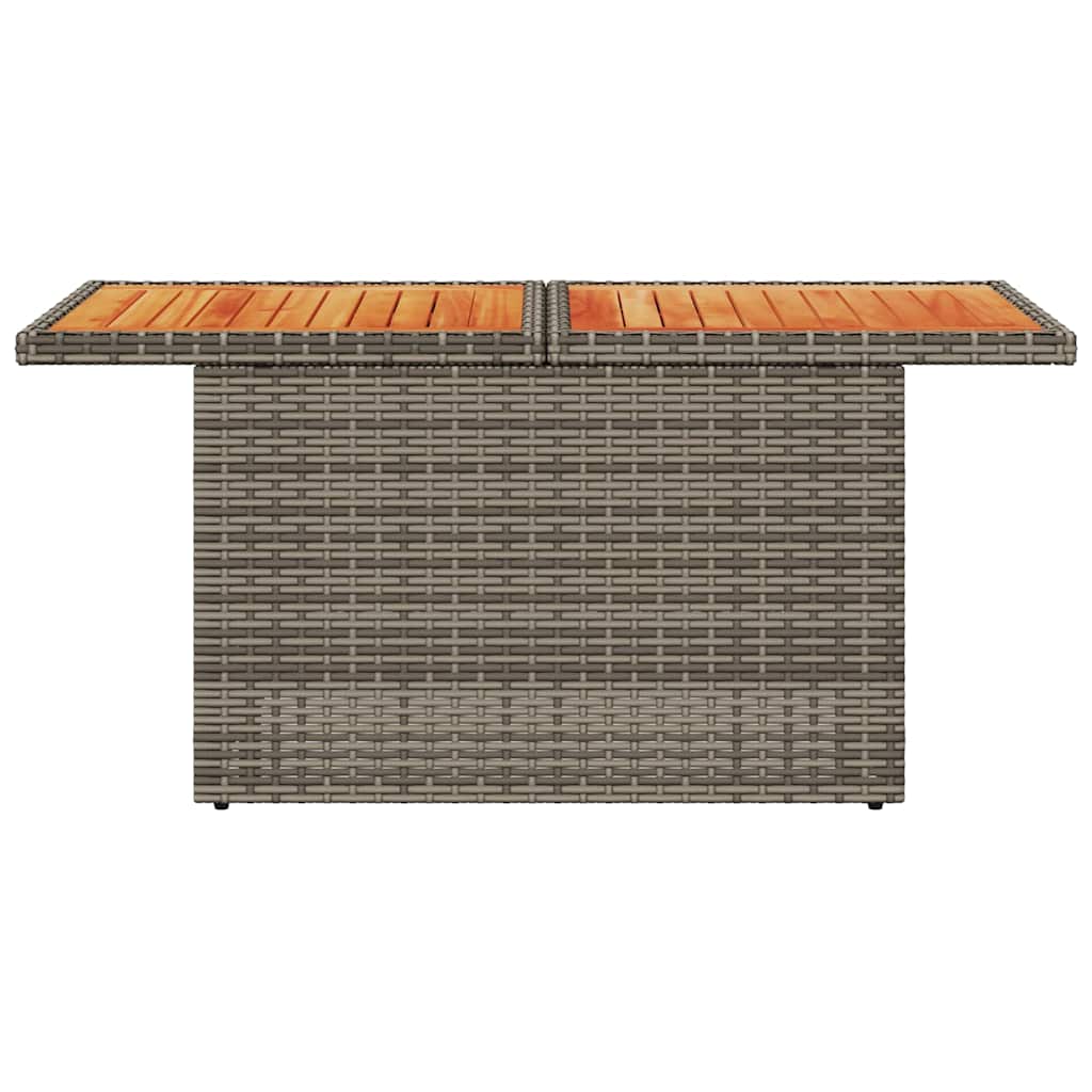 Garden Table Gray 100x55x73 cm Poly Rattan and Acacia Wood
