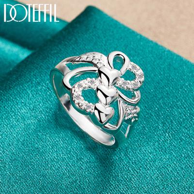 Bague à trois cœurs en argent sterling 925 avec breloque et bijoux de mariage tendance