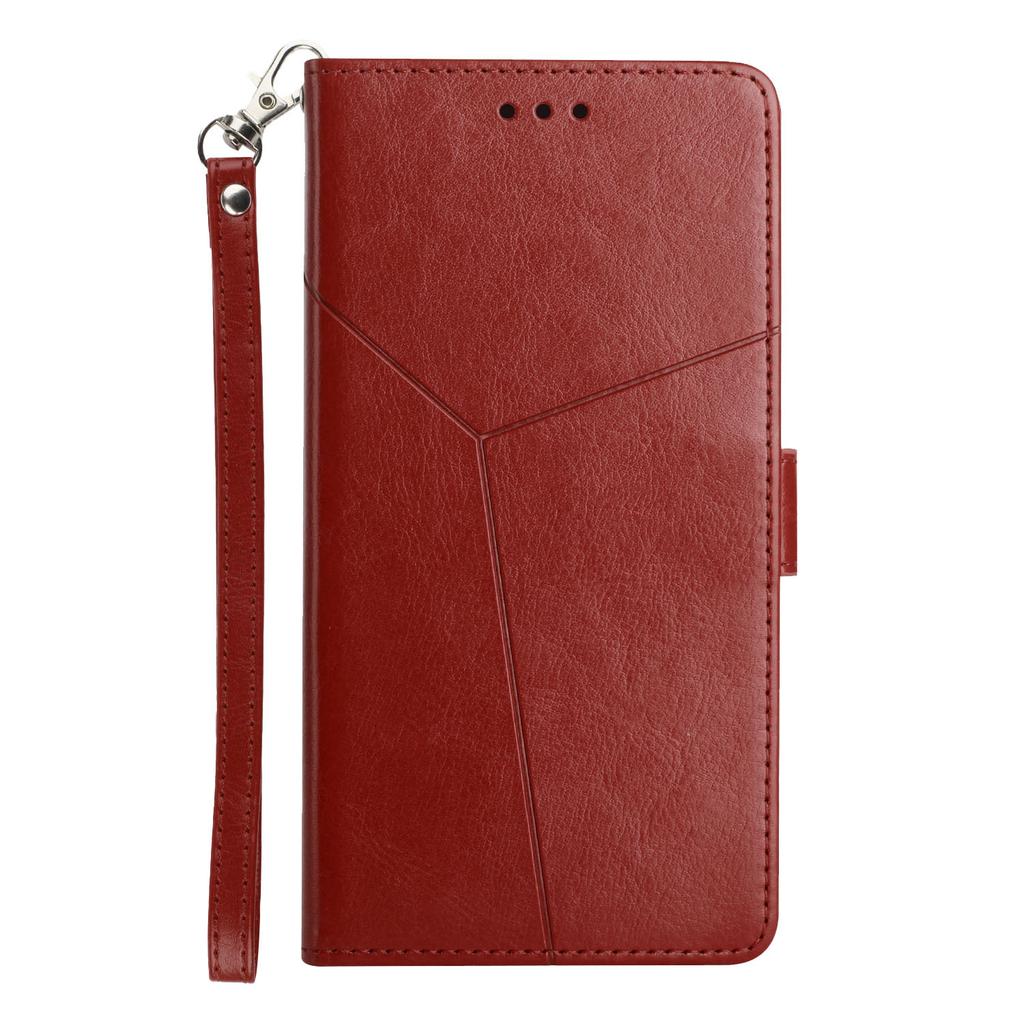 Applicable to Samsung S25 solid color embossed mobile phone leather case A27 flip insert card leather case A56 with hand rope protective case