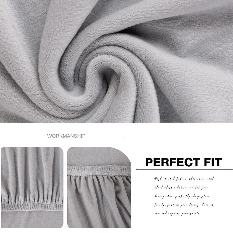 Velvet Dining Chair Cover Dustproof Elastic Soft Chair Seat Cover Slipcover Suitable for Living Room Home Decor Office 1PC