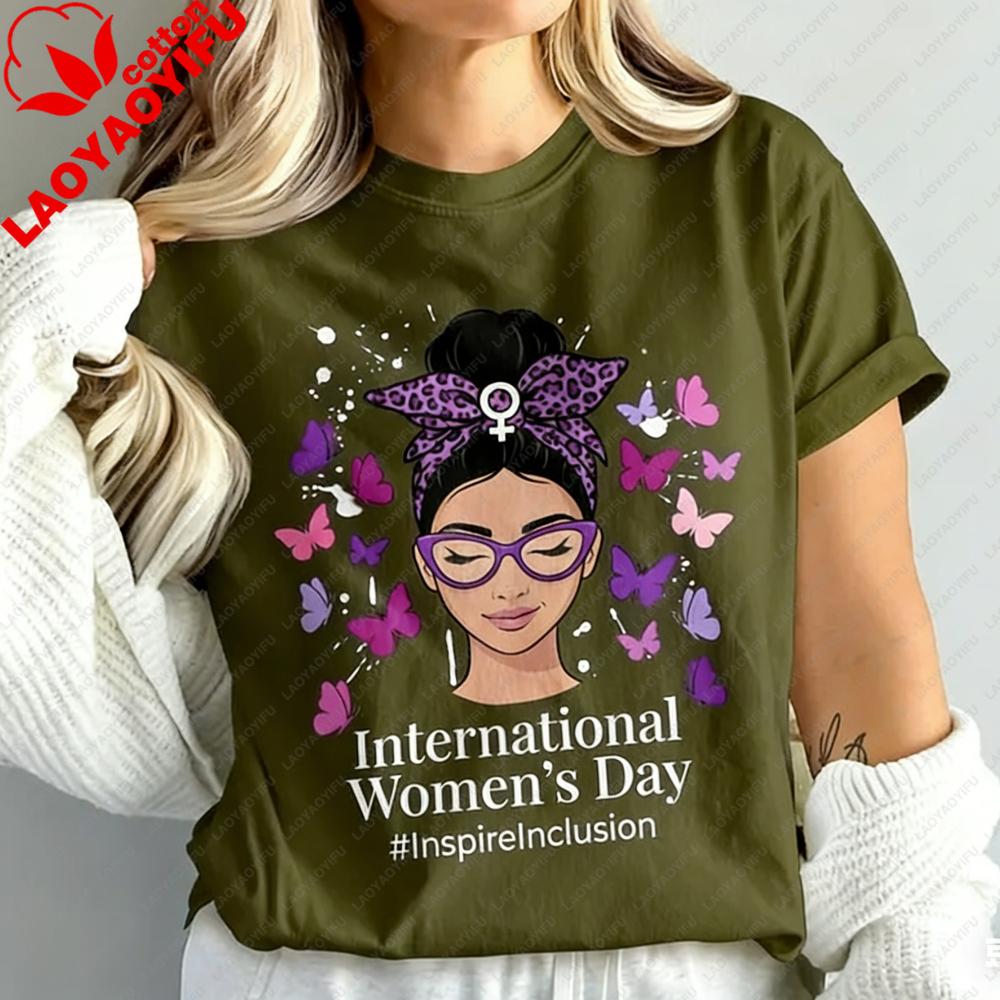 2026 International Womens Day Gift TShirt Butterfly Empowered Women Shirt Feminist Graphic Tee Girl Power Tshirt Fashion Tops