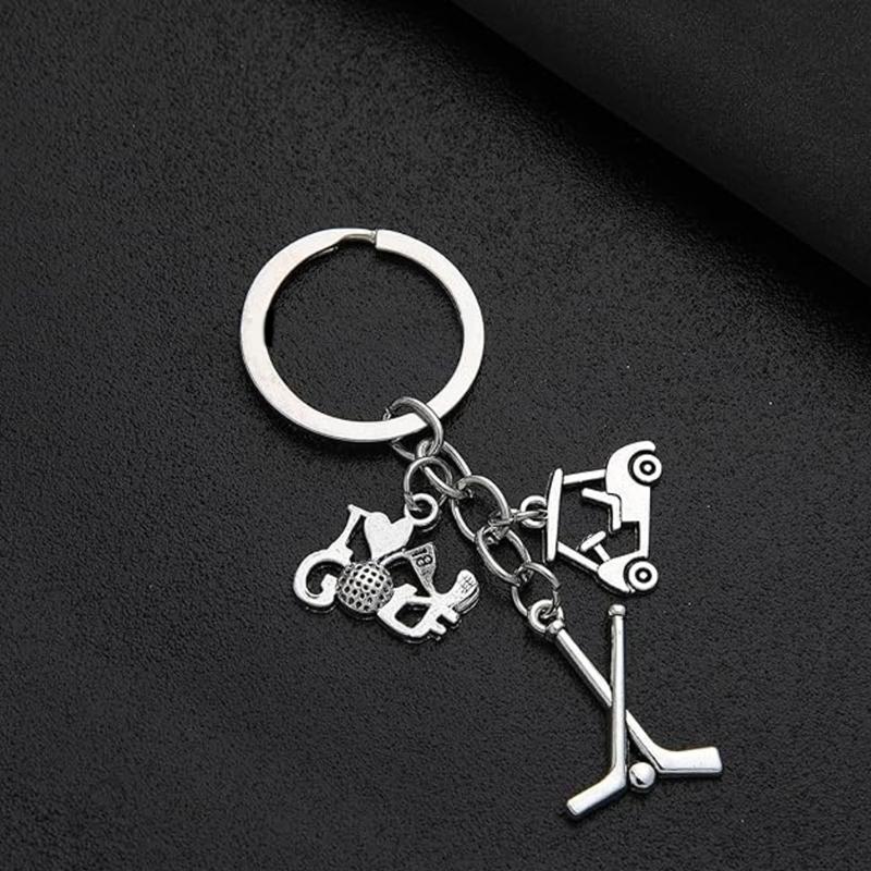 Golf Equipment Shaped Keychain with Golf Racket and Ball Sports Themed Keyring Accessory For Daily Essential
